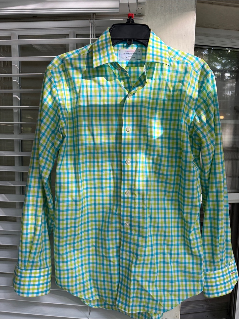 Lorenzo Uomo Blue & Green Plaid Dress Shirt